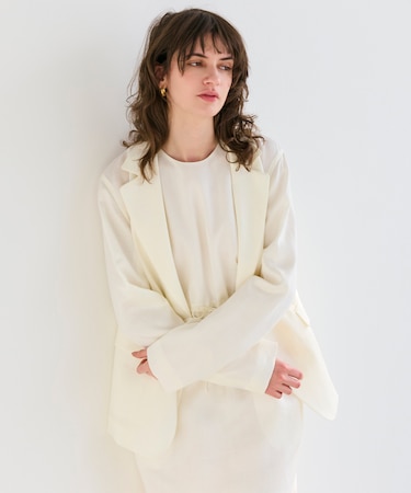 【洗える】BERGAMOT / ウォッシャブルリネンバックドロストジャケット