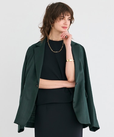 【洗える】BERGAMOT / ウォッシャブルリネンバックドロストジャケット