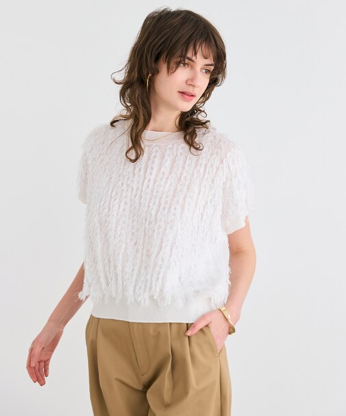 【洗える】LYCORIS / カットジャカードプルオーバーニット