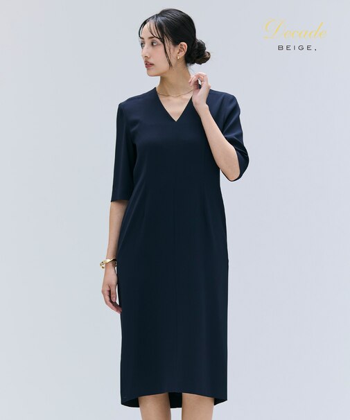【洗える】CINDY / Vネックハーフスリーブワンピース