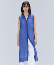 【洗える】MILANO / リネン混シアーロングジレカーディガン