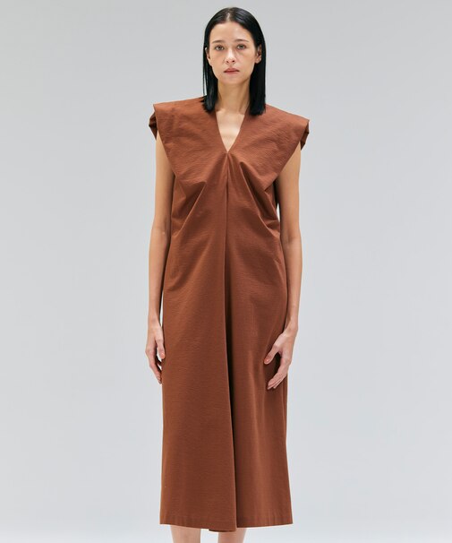 【洗える】SCALA / コットンリネンボリュームスリーブワンピース