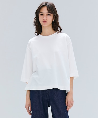 【洗える・GLOW ８月号掲載】S.BABILA / スリットネックオーバーサイズTシャツ