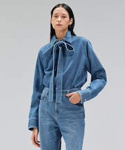 【洗える・BAILA 11月号掲載】MARKEL / ボウタイ付きシャツカラーデニムシャツ