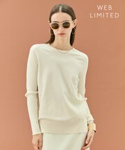 【WEB限定・洗える】WILLOW / ストレッチクルーネックリブニット