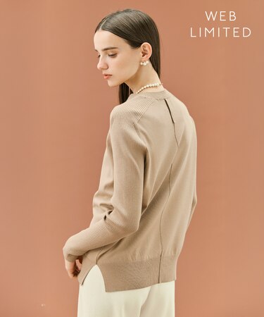 【WEB限定・洗える】WILLOW / ストレッチクルーネックリブニット