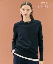 【WEB限定・洗える】WILLOW / ストレッチクルーネックリブニット