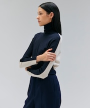 【洗える・VERY NaVY12月号掲載】LA MONNAIE / バイカラーウールタートルニット