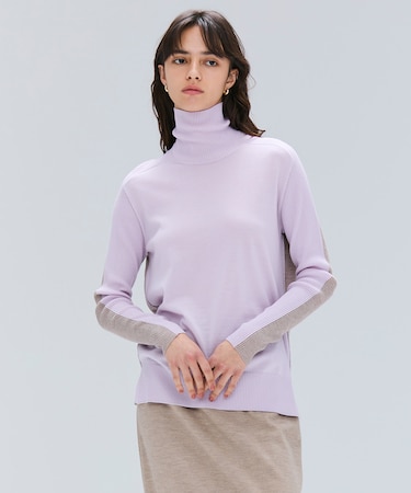 【洗える・VERY NaVY12月号掲載】LA MONNAIE / バイカラーウールタートルニット