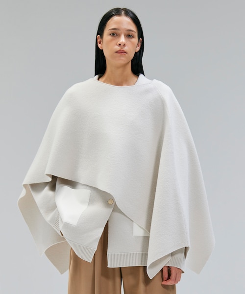 CHICORA / プルオーバーウールニットケープ｜ベイジの通販