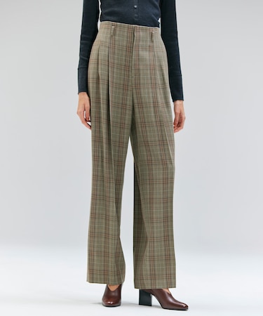 SELMA / チェックウールハイウエストタックパンツ