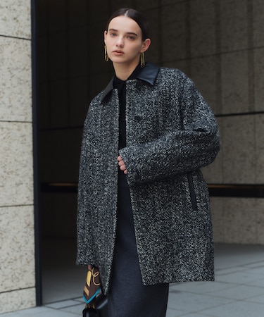 ROBY / フェイクレザーツイードコート