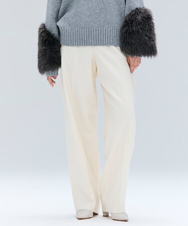 TERNES / 変形タックウールワイドパンツ