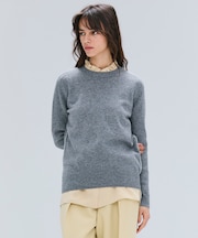 【洗える】POMPE / ウールカシミヤ配色ラインクルーネックニット