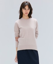 【洗える】POMPE / ウールカシミヤ配色ラインクルーネックニット