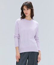 【洗える】POMPE / ウールカシミヤ配色ラインクルーネックニット