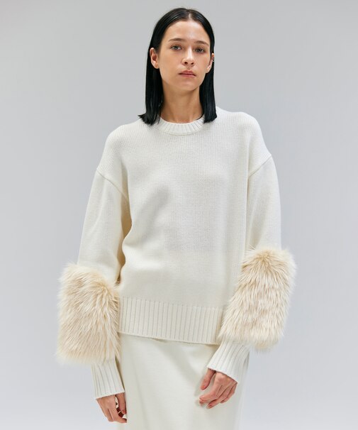 【洗える・VERY NaVY12月号掲載】CHESTER / フェイクファークルーネックニット