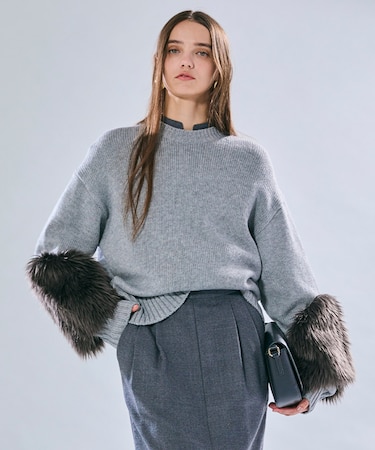 【洗える・VERY NaVY12月号掲載】CHESTER / フェイクファークルーネックニット