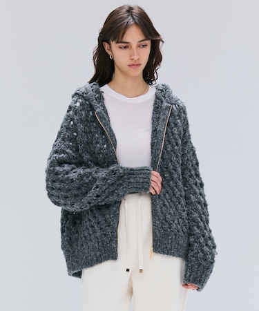 KOKOMO / ウールアルパカメッシュニットパーカー