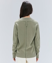 【洗える】POMPE / ウールカシミヤ配色ラインVネックニット