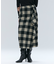 HOBBS / フェイクレザーポケットウールチェックラップスカート