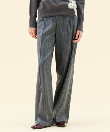 DELAND / ウールピンストライプハイウエストタックパンツ