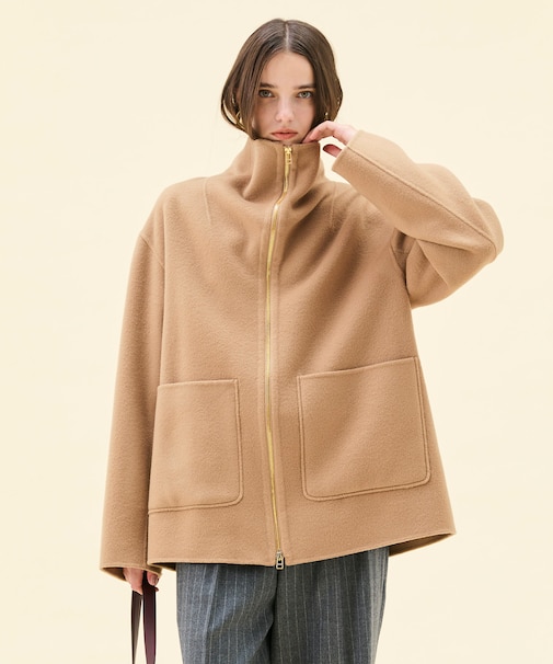 ZION / ウールスタンドカラーショートコート