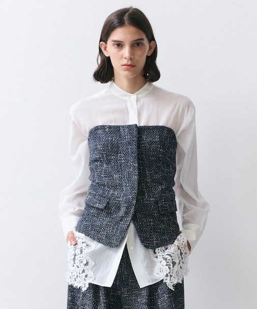 TRIPHANE / バックニットツイードビスチェ