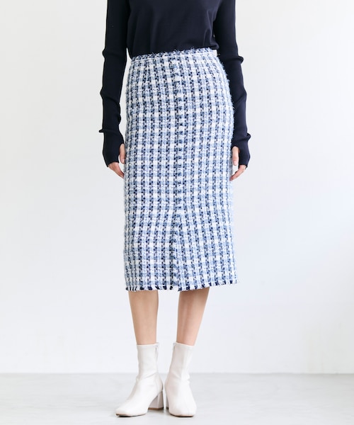 BERYL / ファンシーツイード Iラインスカート｜ベイジの通販｜&mall