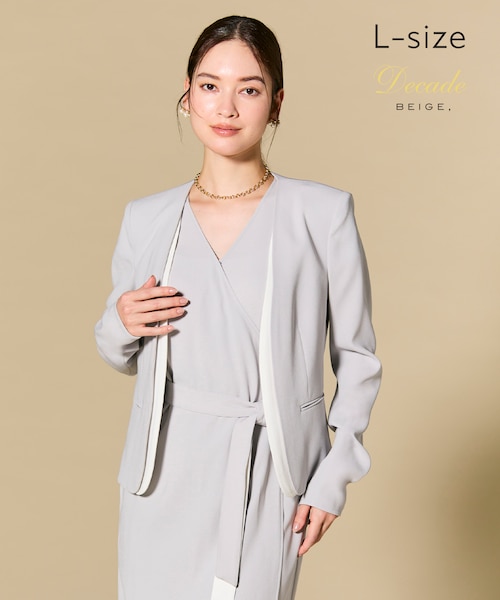 ベイジ/レディースのノーカラージャケットの通販｜&mall（アンドモール