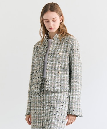 BERYL / ファンシーツイードノーカラージャケット