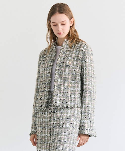 BERYL / ファンシーツイードノーカラージャケット