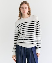 HELIODOR / レーヨンボーダーマリンボタンニット