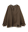 PAULINE / リネンヴィスコースフェイクレザー配色ブラウス