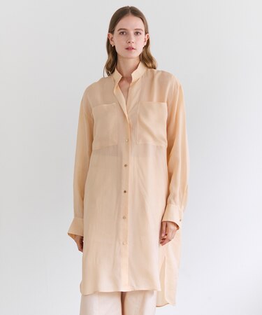 PAULINE / リネンヴィスコースオーバーサイズロングシャツ