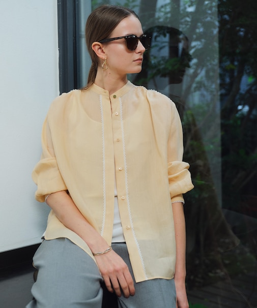 PAULINE / リネンヴィスコースレースブラウス