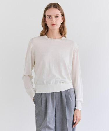 JULIE / コットンシルク 異素材プルオーバーニット