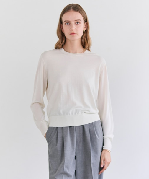 JULIE / コットンシルク 異素材プルオーバーニット