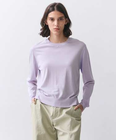 JULIE / コットンシルク 異素材プルオーバーニット