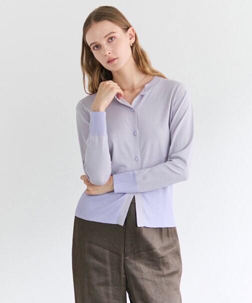 JULIE / コットンシルク クルーネックカーディガン