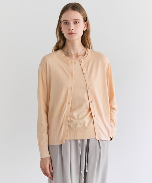 JULIE / コットンシルク クルーネックカーディガン