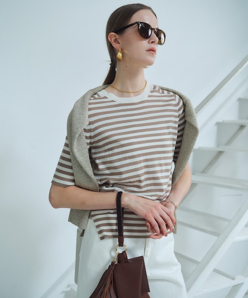 JULIE / コットンシルク 2WAY半袖ニット