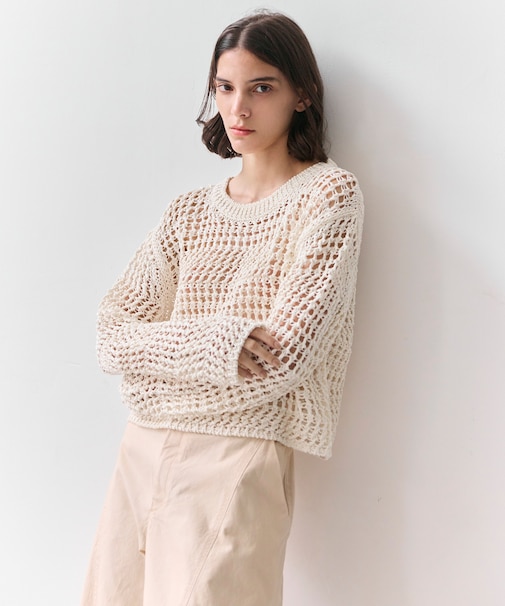 UVITE / コットンメッシュクロップドニット