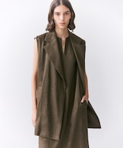 MICA /  リネンブレンドベルト付きジレ