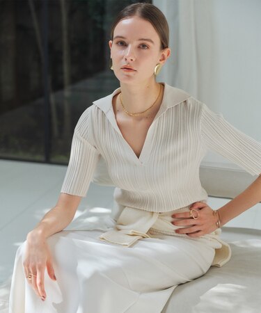 LABRADO / ランダムリブ スキッパーニット