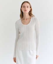 LABRADO / ランダムリブ Uネックニット