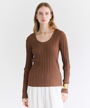 LABRADO / ランダムリブ Uネックニット