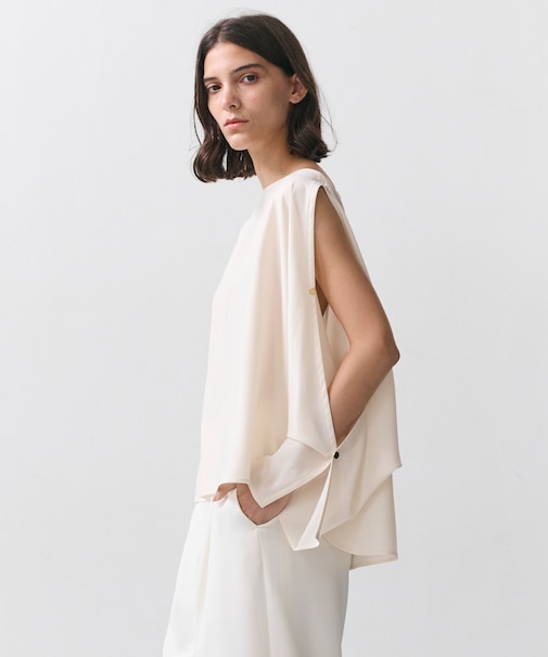 PERIDOT / 2WAYスリーブ ドレープブラウス