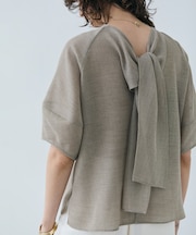 LIATRIS / バックリボン ハーフスリーブブラウス