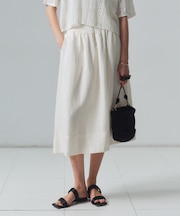 BERNARD / リネン混 ゴールドジップ ハイウエススカート